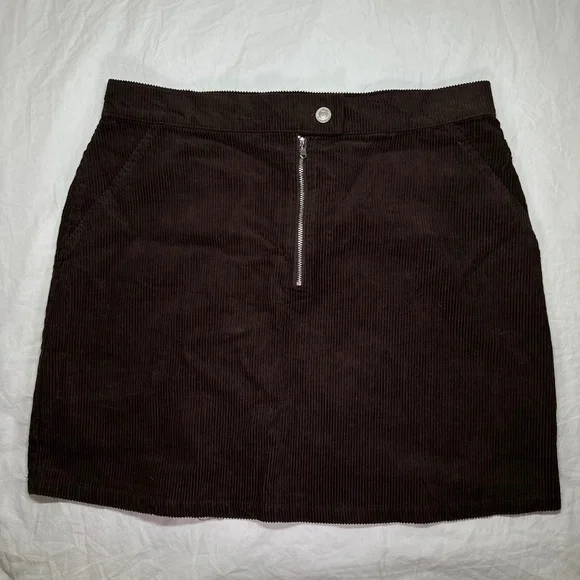 NWT - PRIMARK Corduroy Mini Skirt Denim co. Brown *NEW* with Tag - Size 12 - Picture 2 of 9